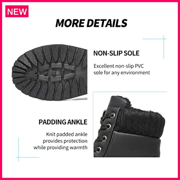 Women's Winter Snow Boots Fur Lined Ankle Boots Side Zipper Water-Resistant - Picture 6 of 8